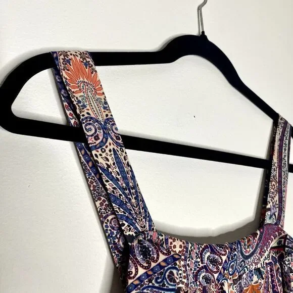 ba&sh Baraka Rose Sleeveless Paisley Printed Maxi Dress Large Boho Hippie Shift